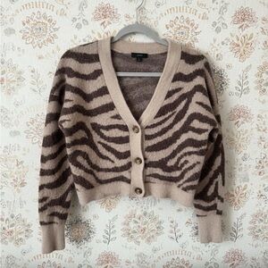 J. Crew Brown Zebra Pattern Cardigan